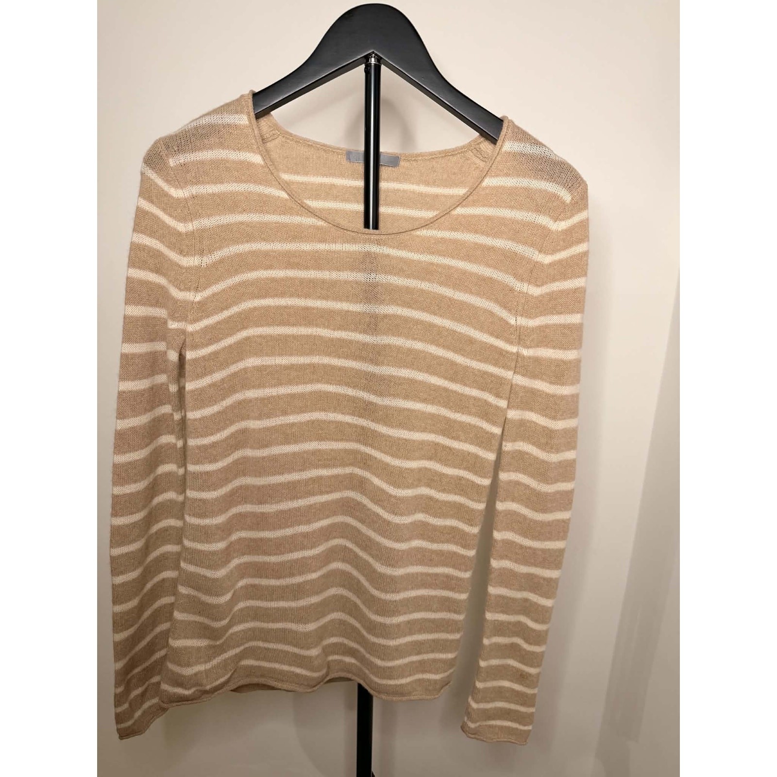 Uniqlo Women\'s Striped Knit Sweater (Tan/Cream)