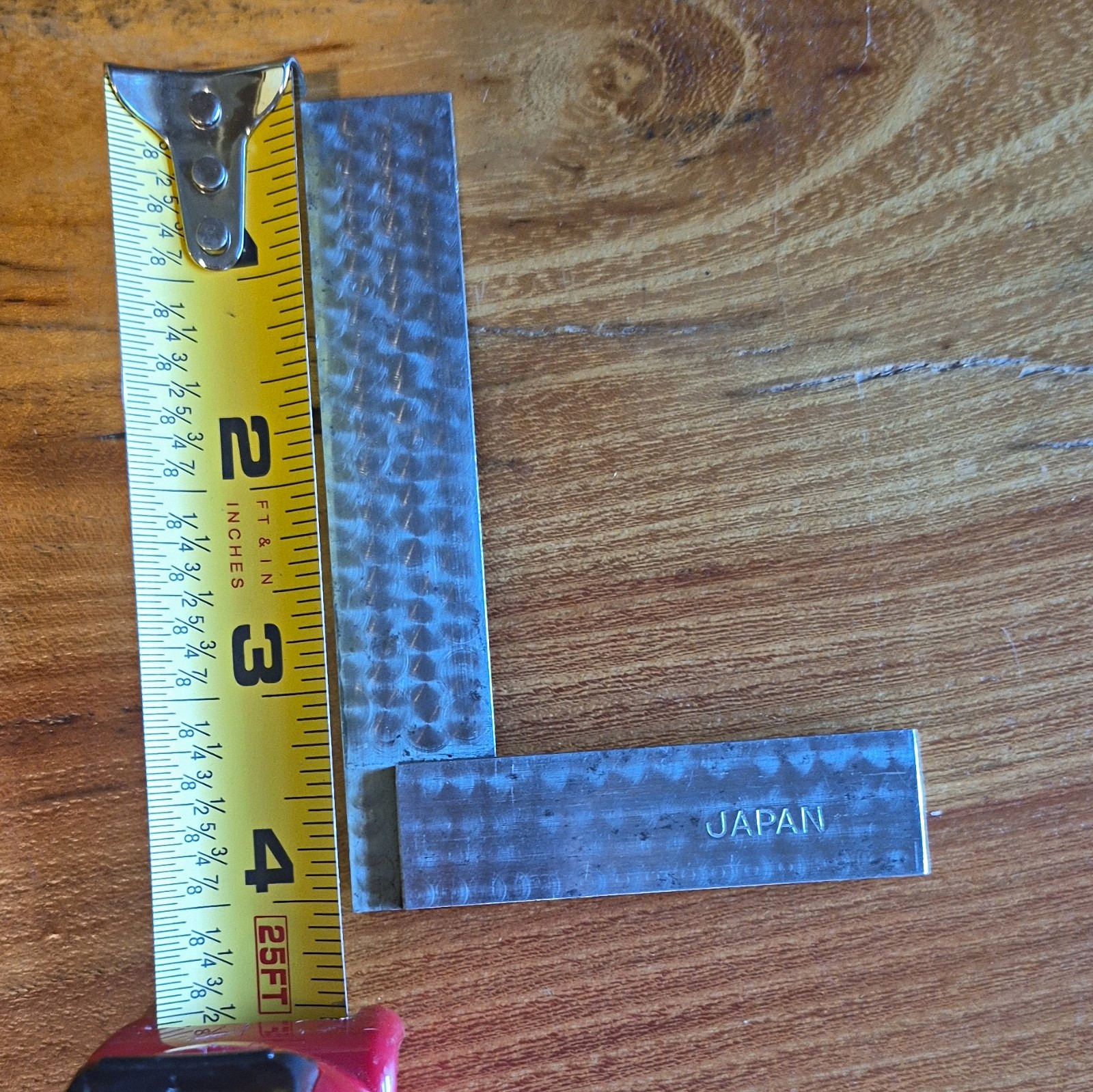 Vintage Steel Try Square Marked JAPAN, 4in Blade, 2in Base. Vintage Steel Try Square Marked JAPAN, 4in Blade, 2in Base.