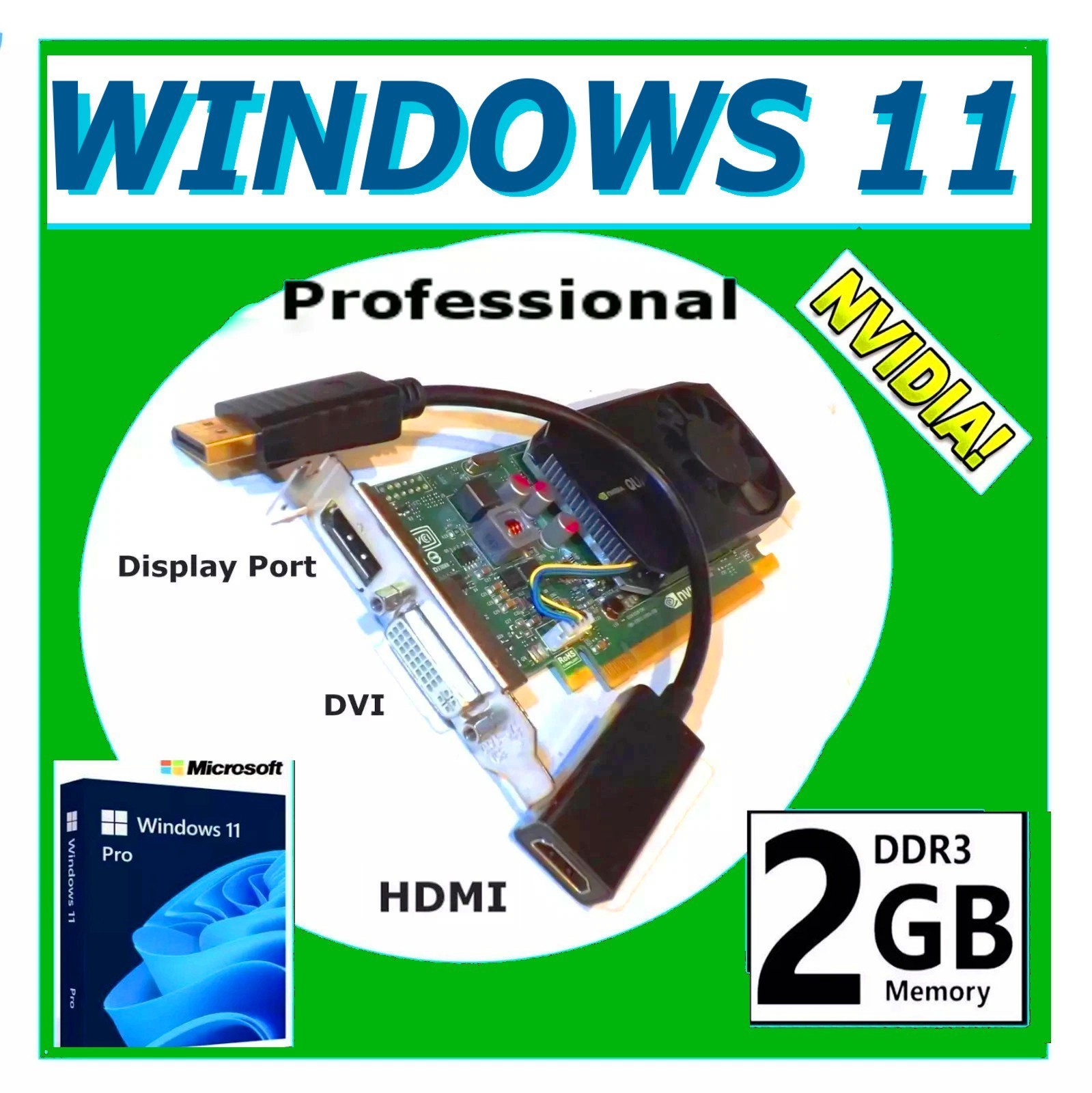 2GB✔️Windows 11 GAME Video Card ✔️HDMI or DVI Display Port✔️QUADRO PCI-E 2.0 x16