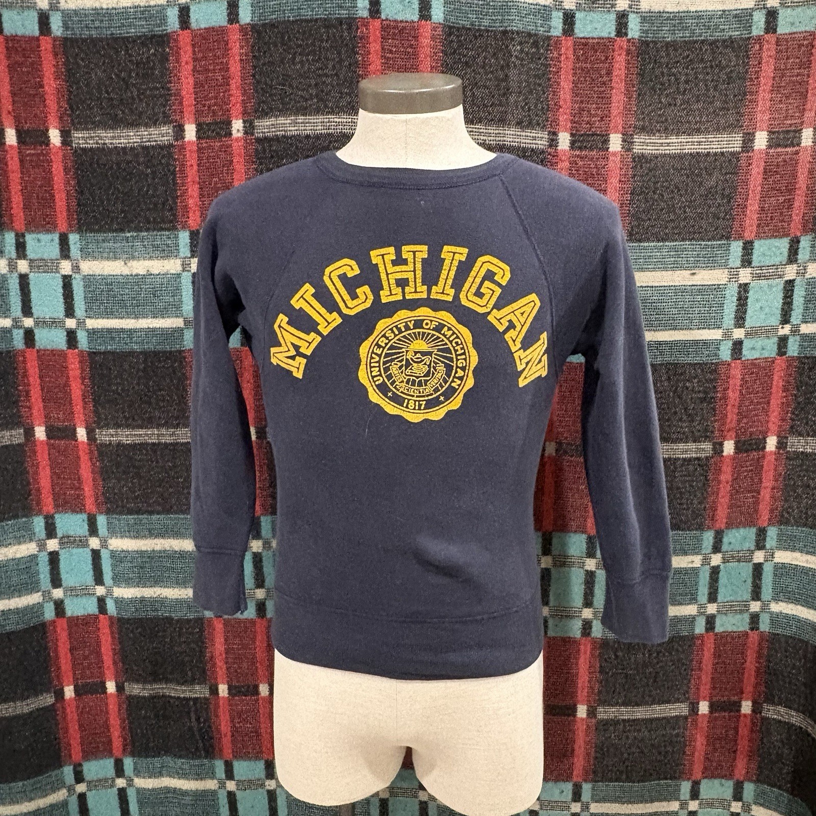 VTG 60s Champion Running Man Michigan Wolverines Sweatshirt USA 100% Cotton S