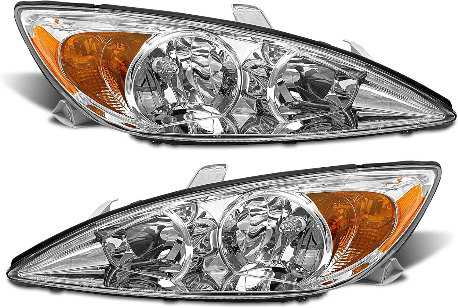 2002-2004 Toyota Camry LE XLE Headlight Assembly Pair Chrome Housing Left Right