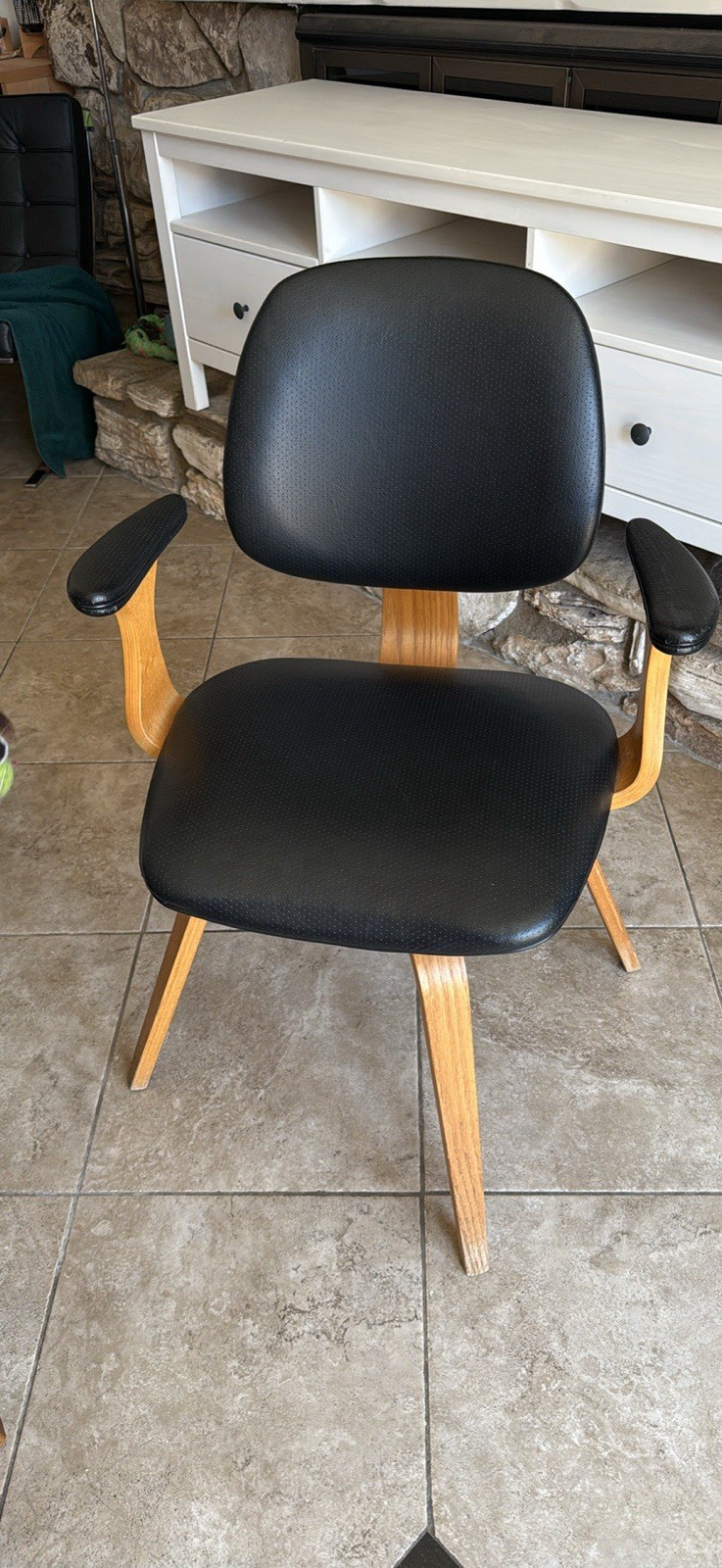 Vintage Thonet Bentwood Swivel Armchair in Black Leather Vintage Thonet Bentwood Swivel Armchair in Black Leather
