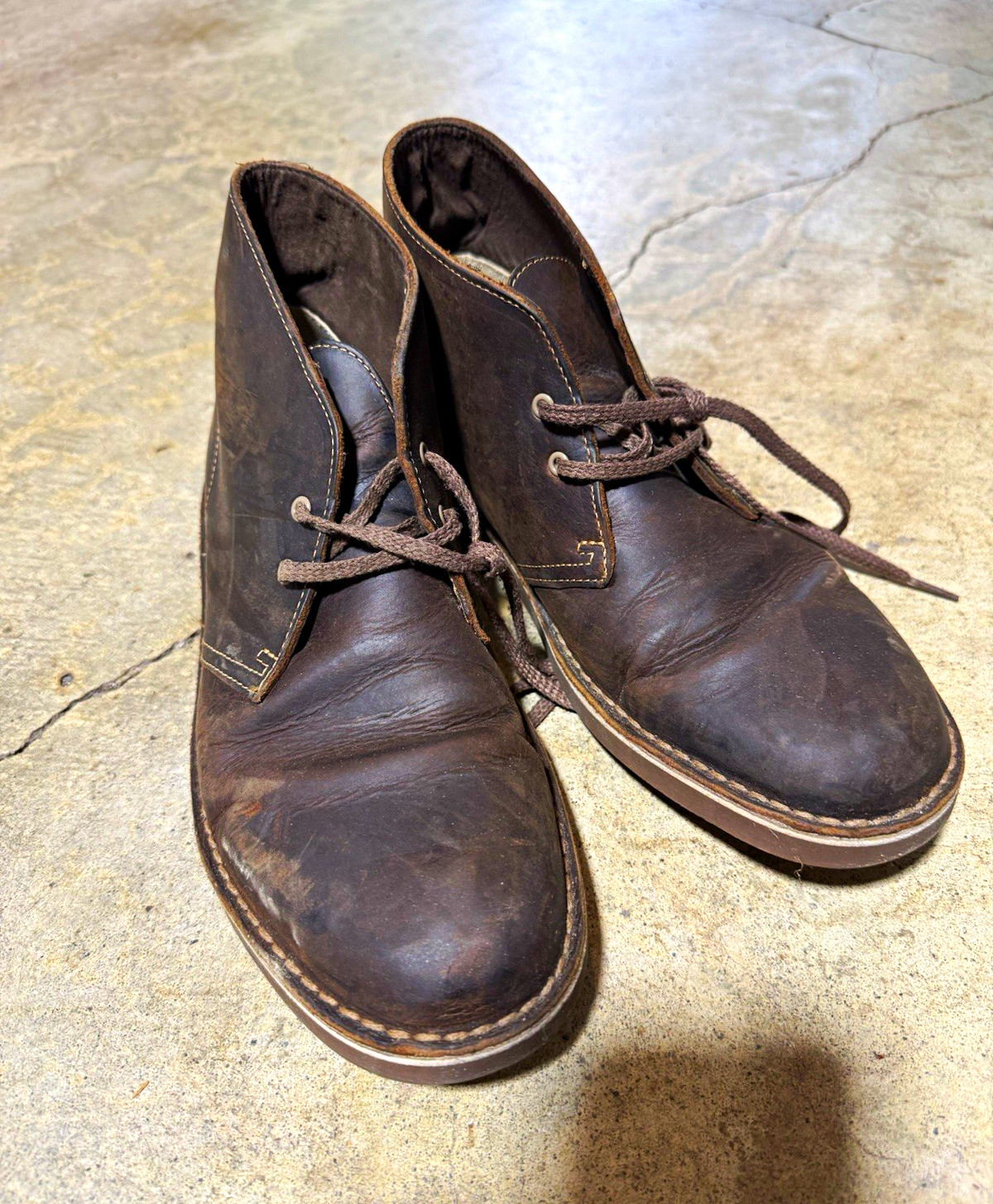 Clarks Men\'s Brown Leather Chukka Ankle Boots Lace Up Round Toe G 8.5
