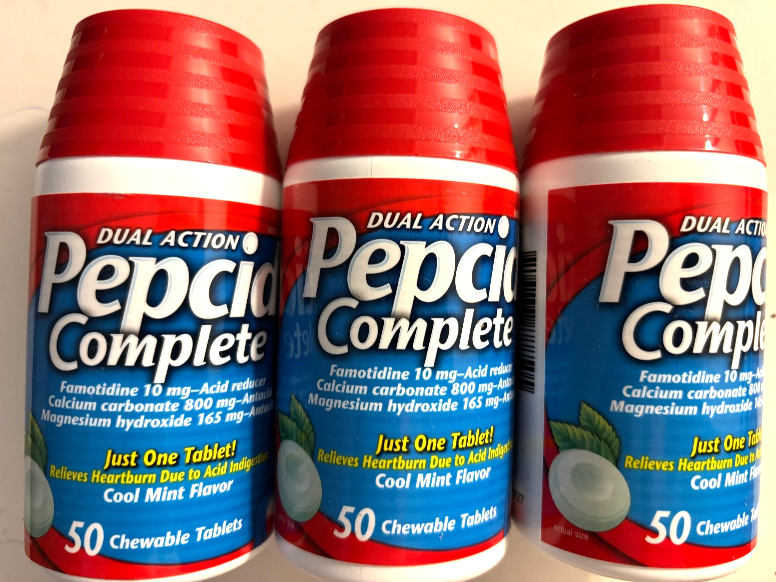 Pepcid Complete Antacid Chewable 50/ct Cool Mint *LOT OF 3* EXP: 01/2029 Pepcid Complete Antacid Chewable 50/ct Cool Mint *LOT OF 3* EXP: 01/2029