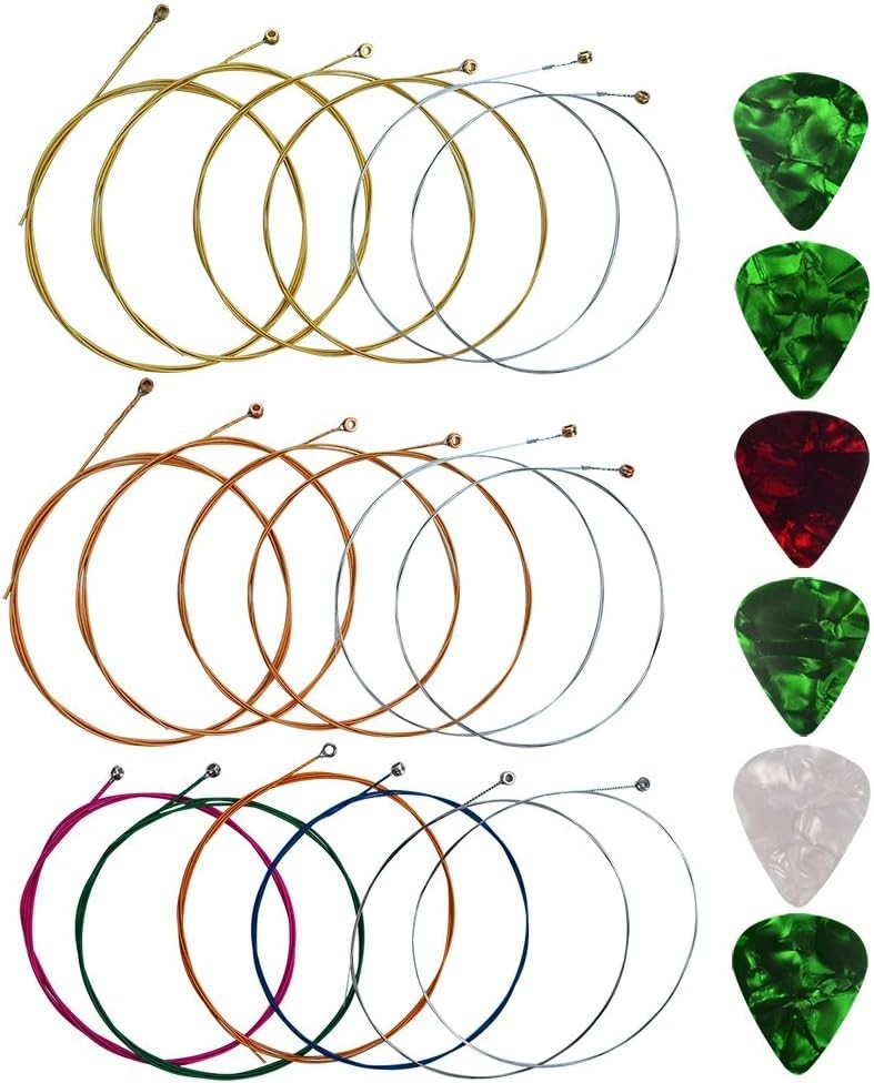 Cuerdas de guitarra acústica 3 juegos de 6 cuerdas de guitarra de acero repuesto