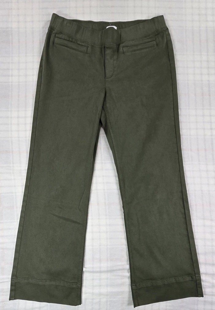 J Jill Pure Jill Womens Soft Flare Pull On Pants Olive Green M Pet NWT