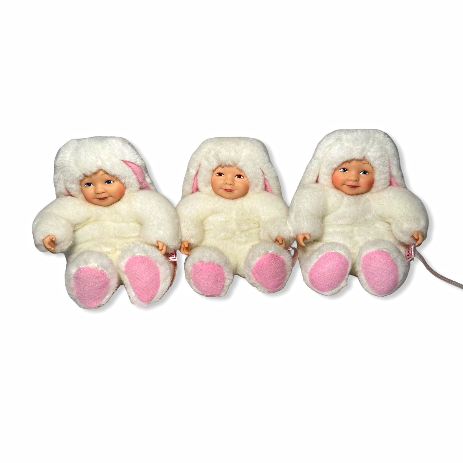 Vintage 1997 Anne Geddes Baby Bunny Plush Dolls Lot of 3 Unimax Toys 8\