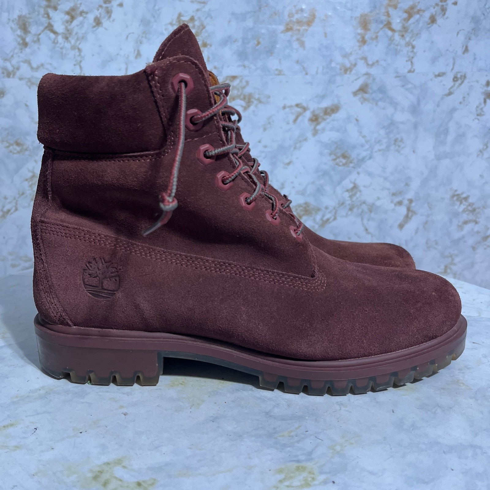 Timberland 6-Inch Premium Men\'s Size 9.5 Shoes Red Suede Comfort Combat Boots