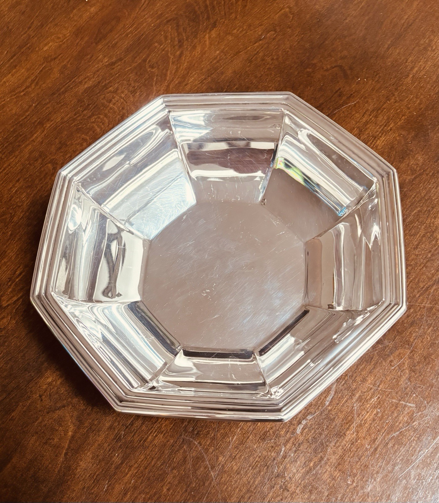 ART DECO WALLACE SILVER-PLATE OCTAGON BOWL 9.25”x2.5”