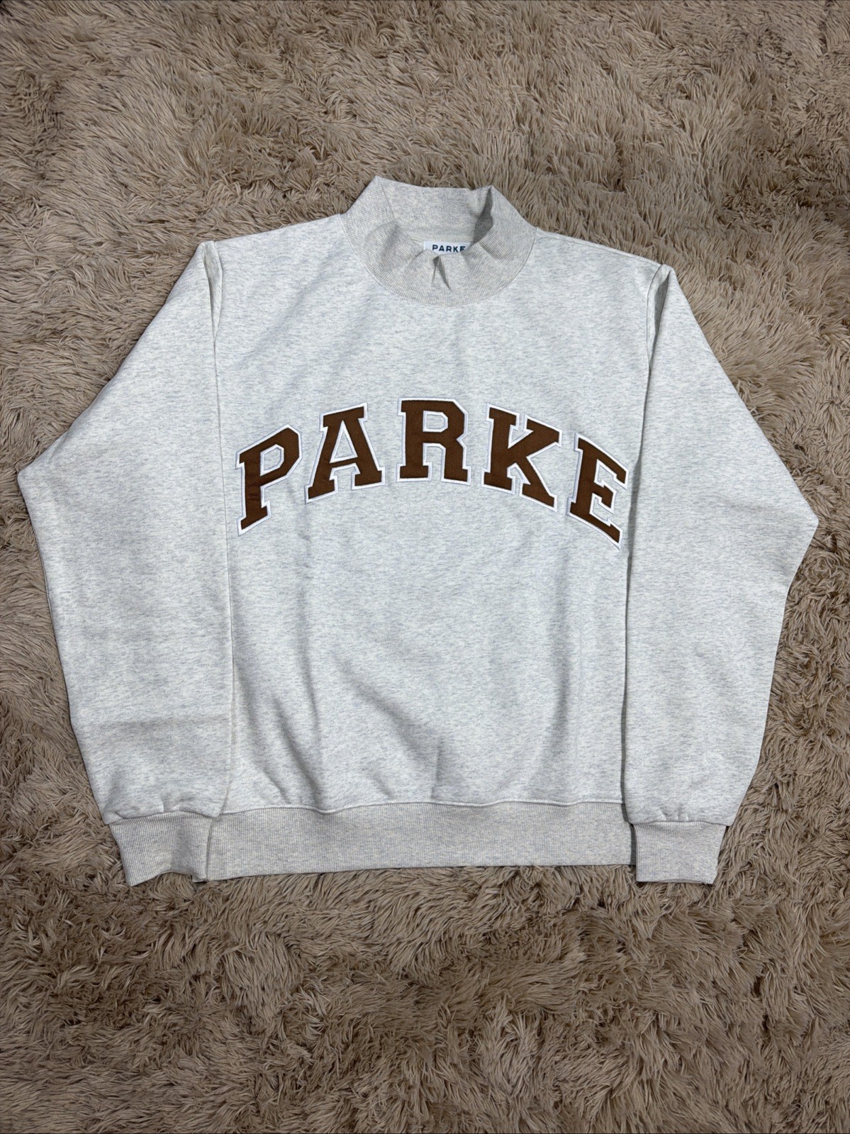 Parke Women Varsity Mockneck Fleece Gray/Moca Brand New L/XL