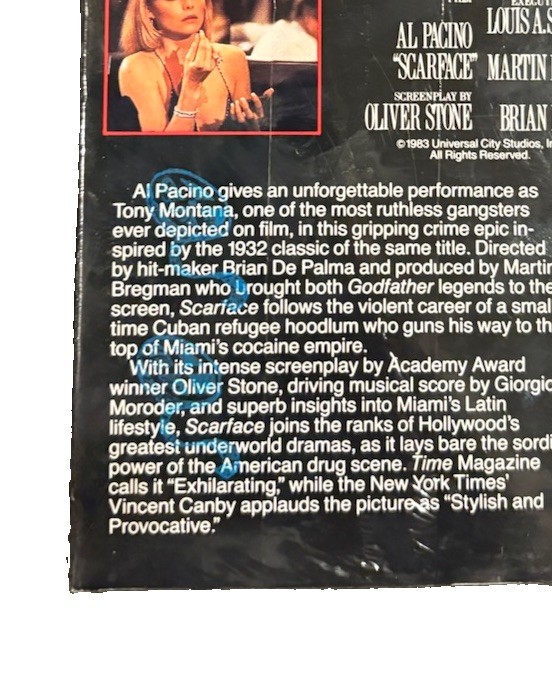 MCA Universal Scarface VHS Hi-Fi Dolby Surround Al Pacino Rare Blue Mark NM MCA Universal Scarface VHS Hi-Fi Dolby Surround Al Pacino Rare Blue Mark NM
