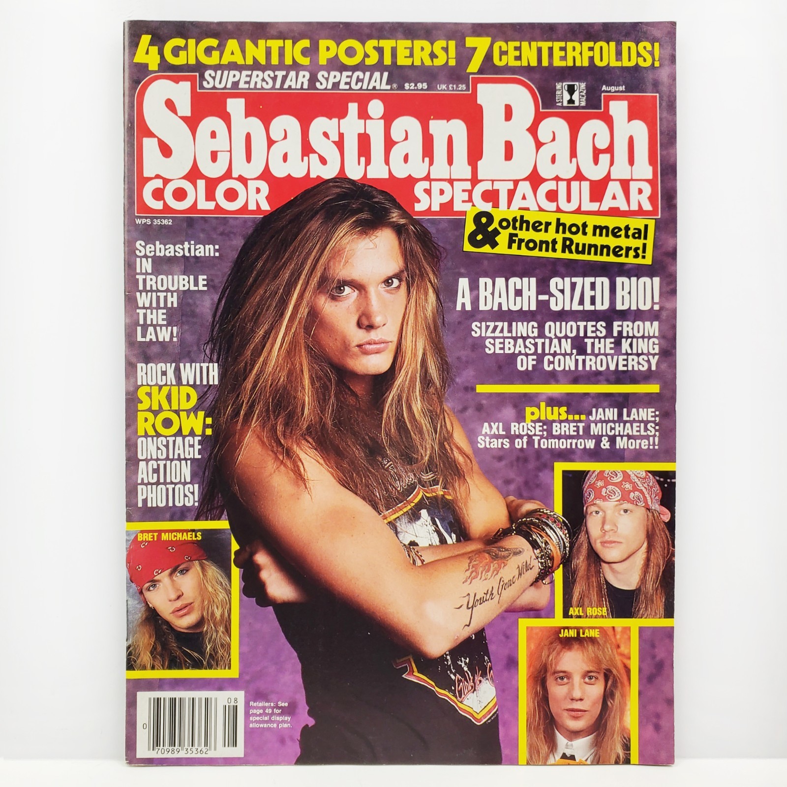 Sebastian Bach Magazine Posters Vintage 1990 Skid Row Axl Rose Bret Michaels 90s