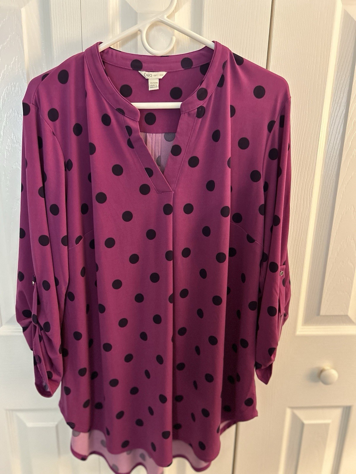 Cato Purple Polka Dot Tunic Top Size 14W/16W  NWOT