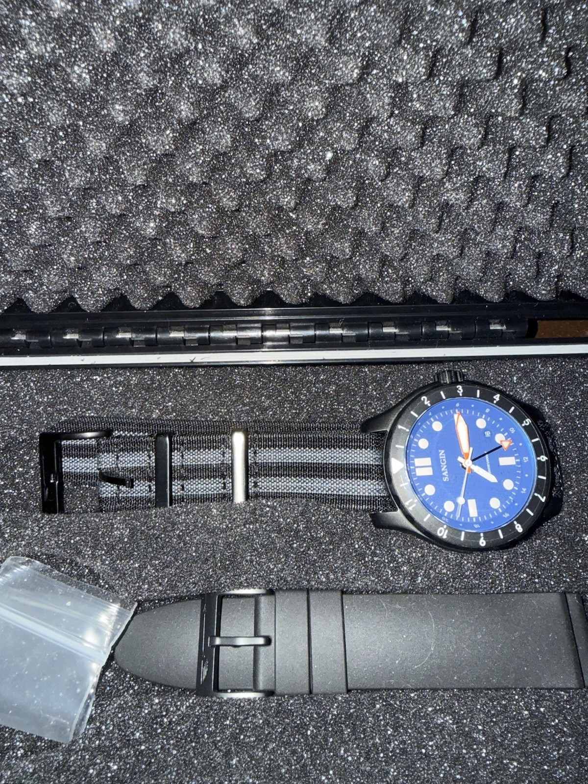 Sangin Instruments Professional Blue Dial Black Case Quartz 300m 43mm
