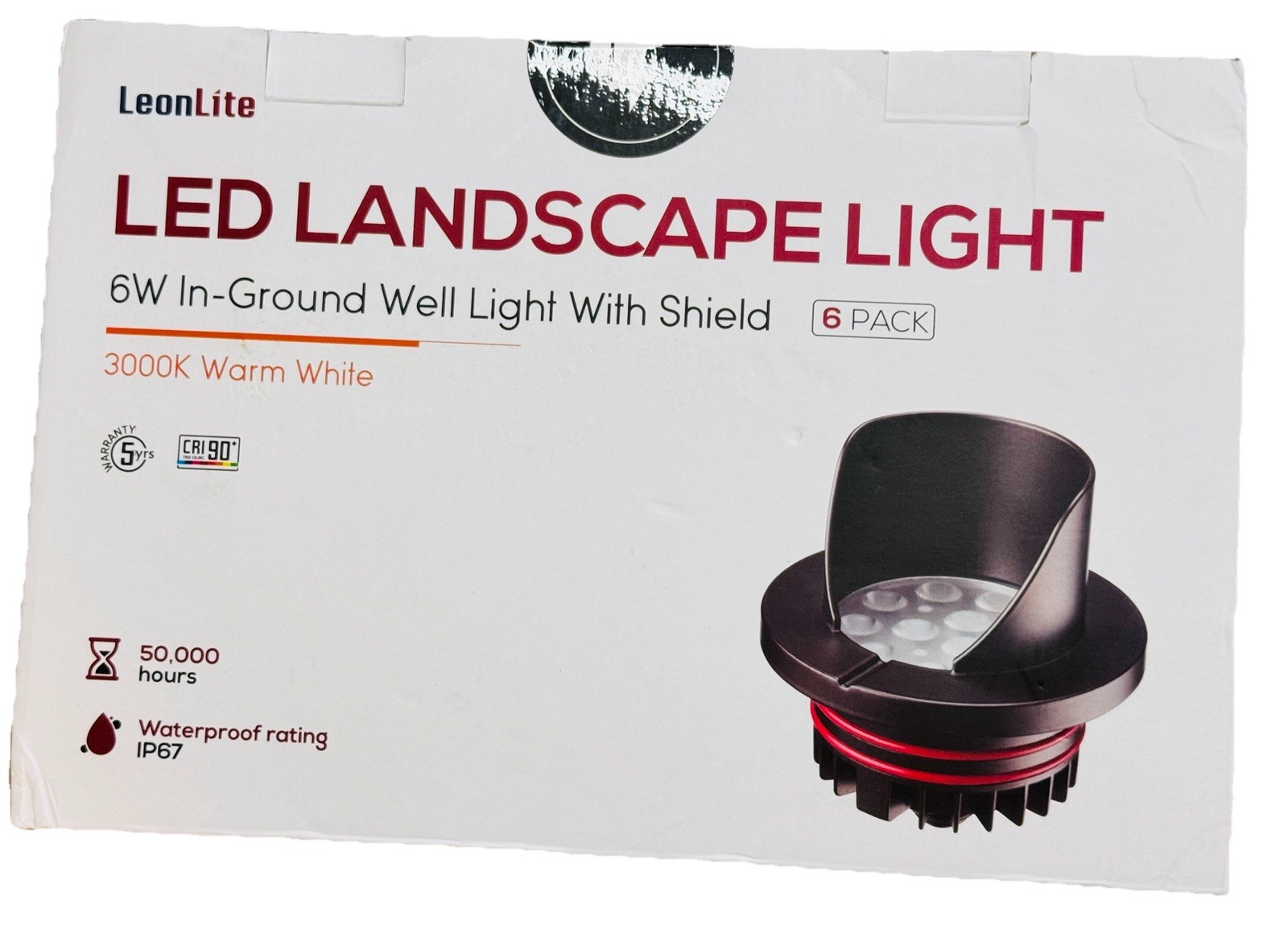 LED Well Light Low Voltage 12-24V AC/DC Landscape Light In Ground Outdoor 6 Pack