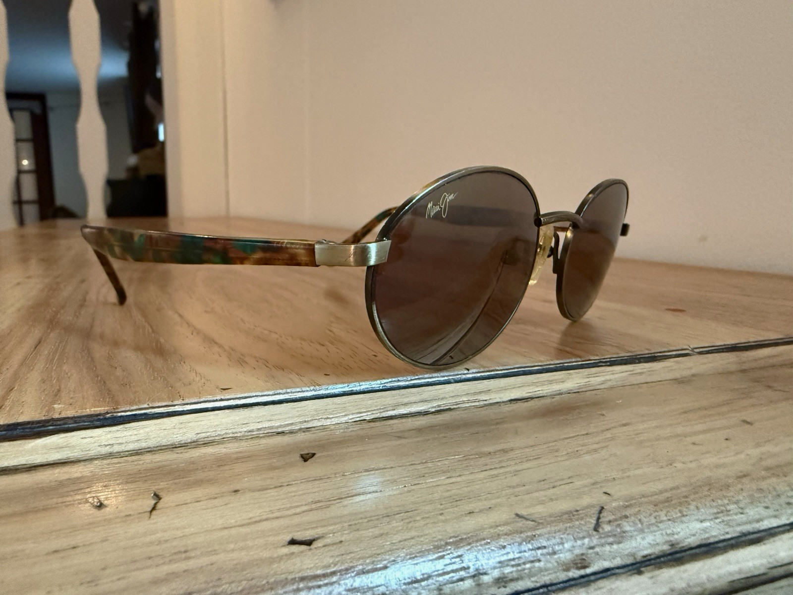 Vintage Maui Jim Latitude MJ-166-16 Polarized Sunglasses Green Tortoise