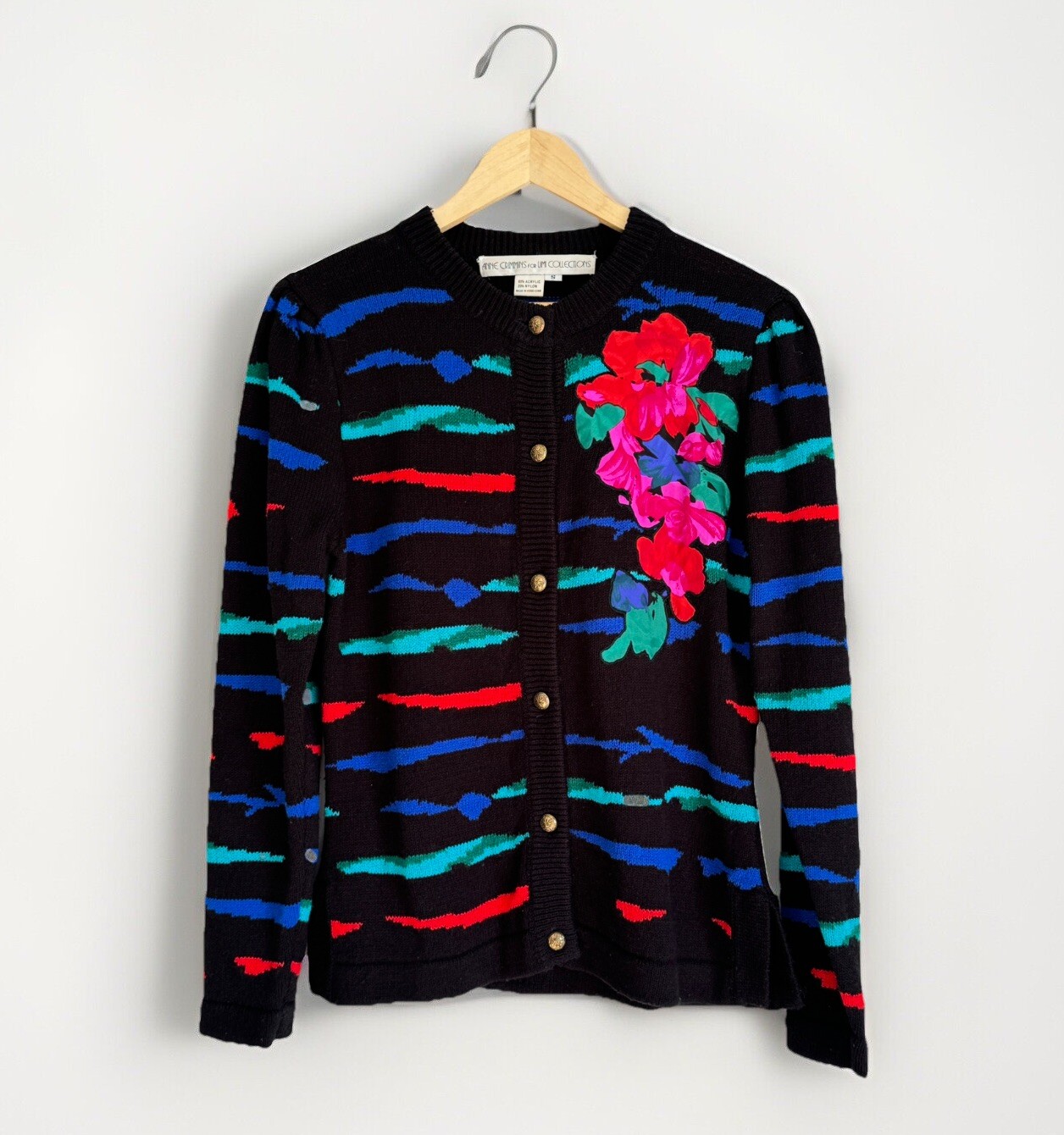 Vtg Anne Crimmins Umi Collections Cardigan Small Floral Grandmacore Maximalist