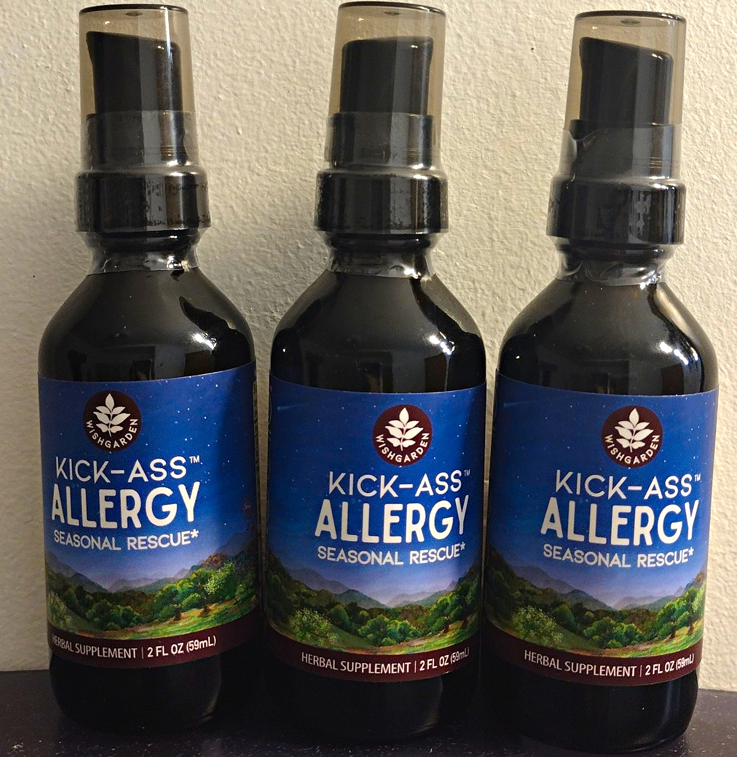 3X- WishGarden Kick-Ass Allergy Treatment Spray 2oz 10 mg Exp 08/2027