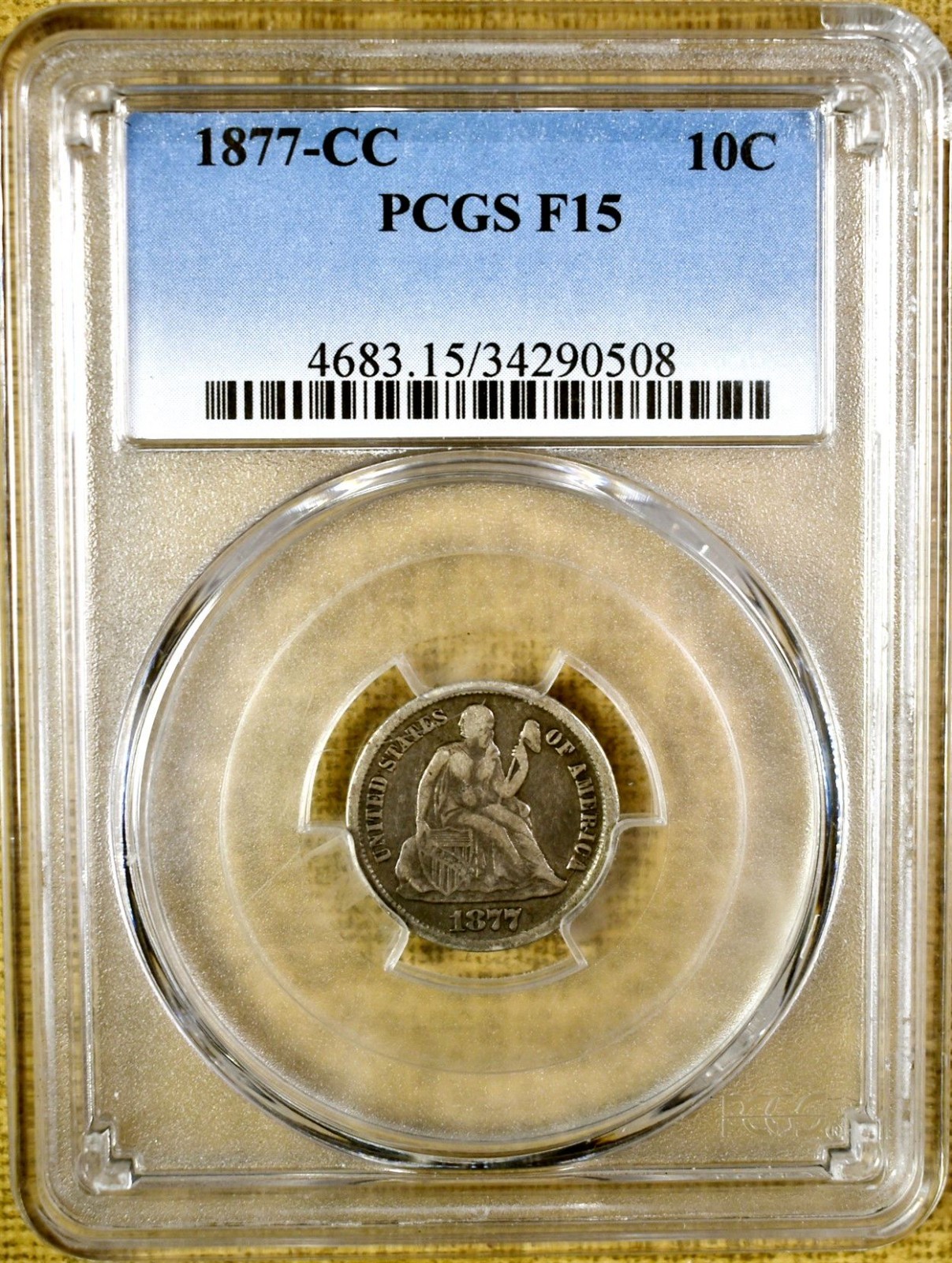 1877-CC PCGS F15 Seated Liberty Dime