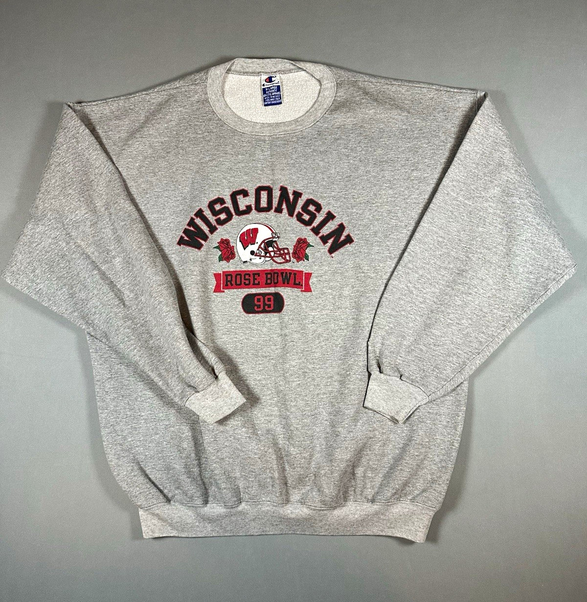 Vintage Champion Wisconsin Badgers Rose Bowl 99 Sweatshirt XL Gray NCAA 1999 Vintage Champion Wisconsin Badgers Rose Bowl 99 Sweatshirt XL Gray NCAA 1999