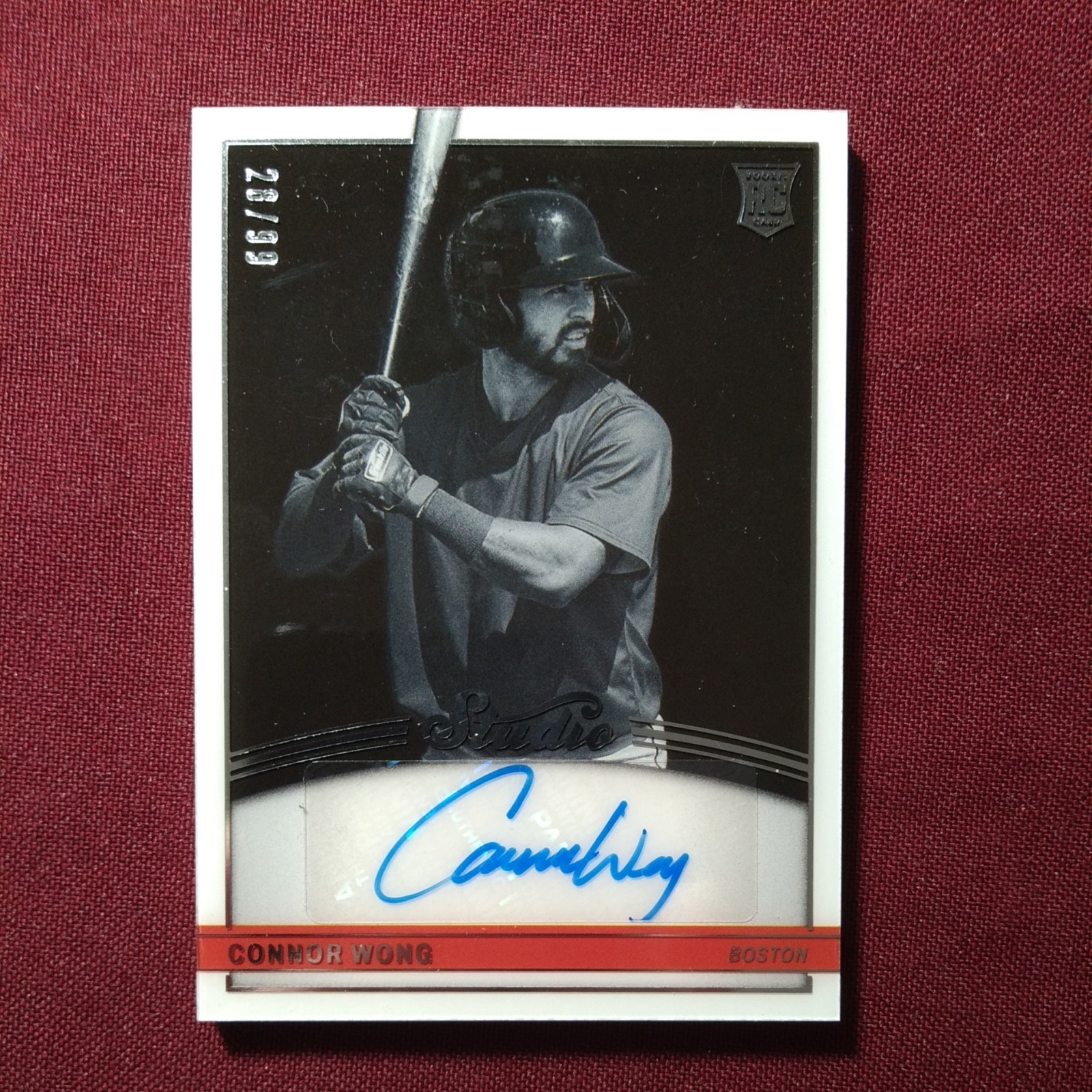 2022 Panini Chronicles Connor Wong Studio RC Auto /99 Boston Red Sox nice auto