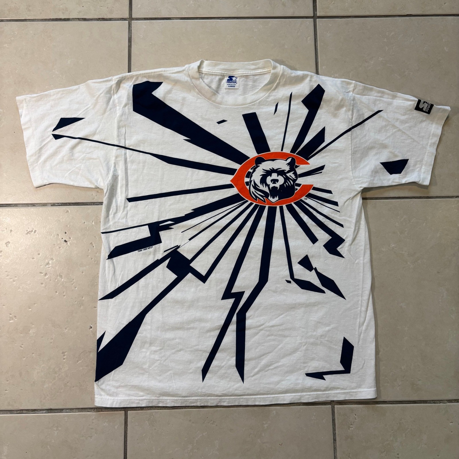 Vintage 1996 Chicago Bears Starter T-Shirt Mens L White NFL Football Made USA