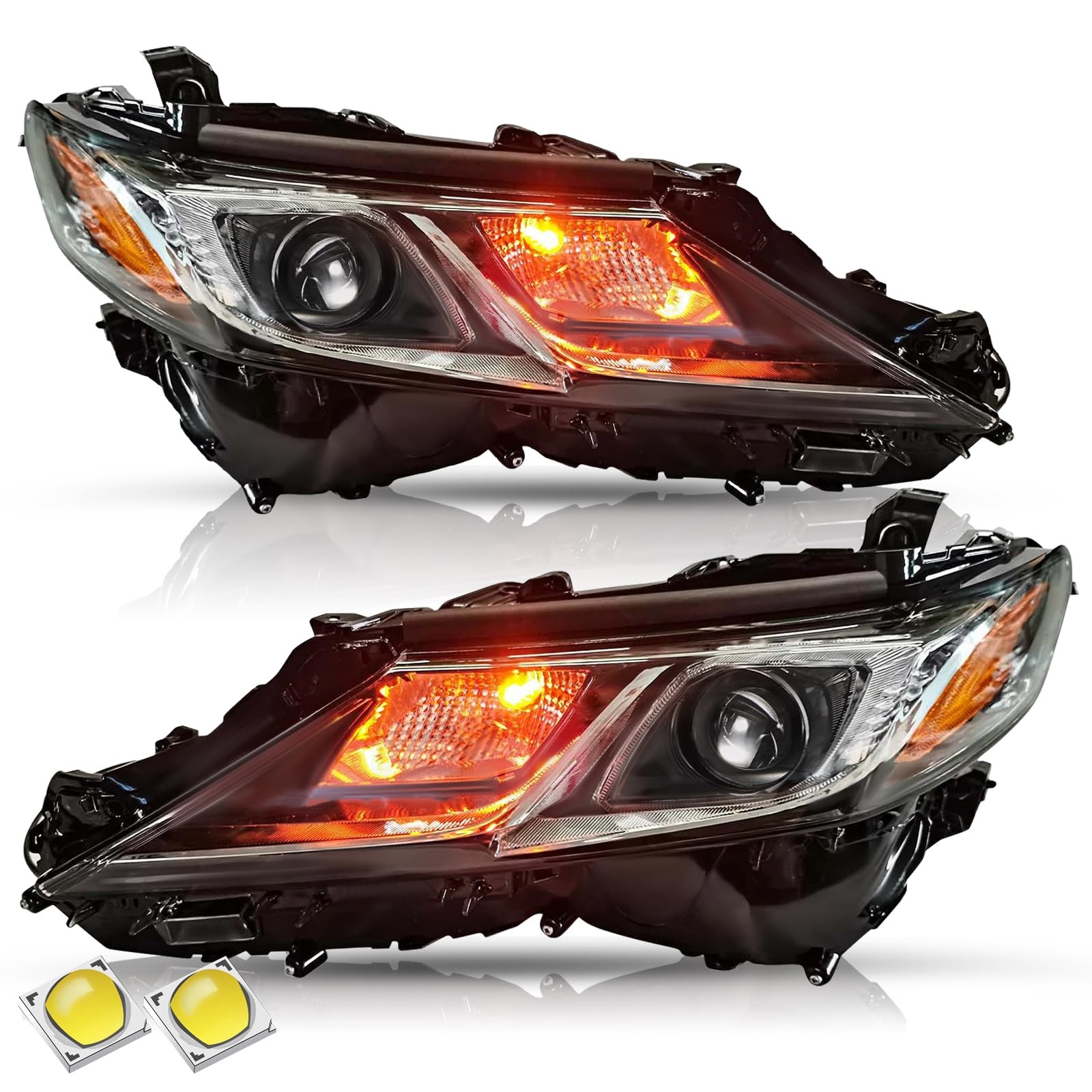 LED Headlights Housing Fit for 2018-2023 Toyota Camry L LE SE,Pair