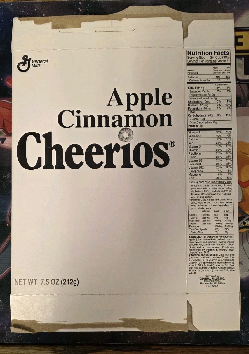 EXTREMELY RARE Apple Cinnamon Cheerios TEST Box 
