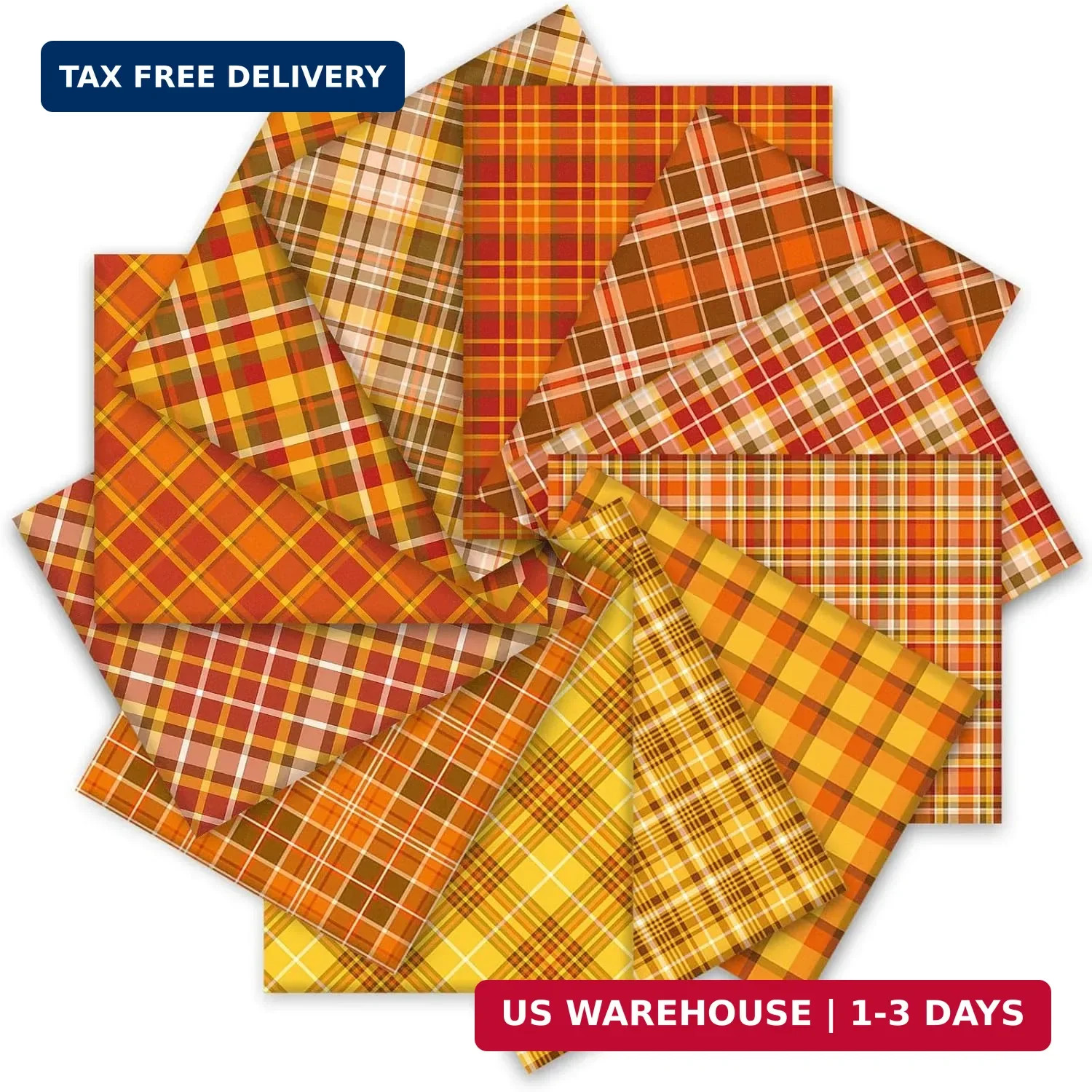 Whaline 12 Pcs Fall Cotton Fabric Bundles 10 x 10 Inch Autumn Buffalo Plaid Fabr Whaline 12 Pcs Fall Cotton Fabric Bundles 10 x 10 Inch Autumn Buffalo Plaid Fabr