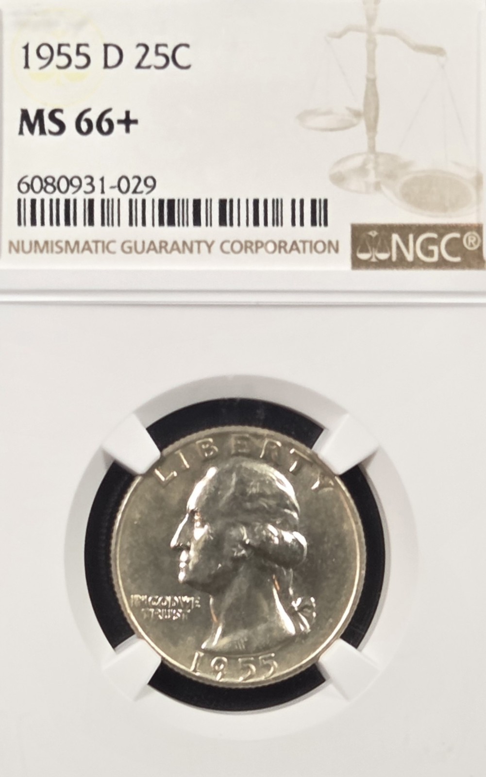 1955-D 25C NGC MS66+ Condition Rarity Superb Washington Quarter Gem 90% Silver 1955-D 25C NGC MS66+ Condition Rarity Superb Washington Quarter Gem 90% Silver