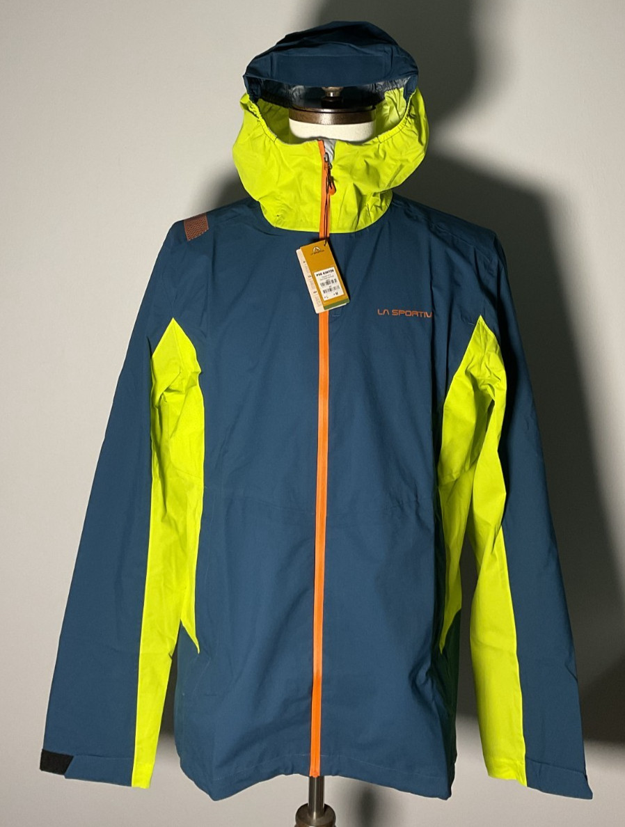 La Sportiva Discover Men\'s Size M Storm Blue/Lime Punch Jacket NWT