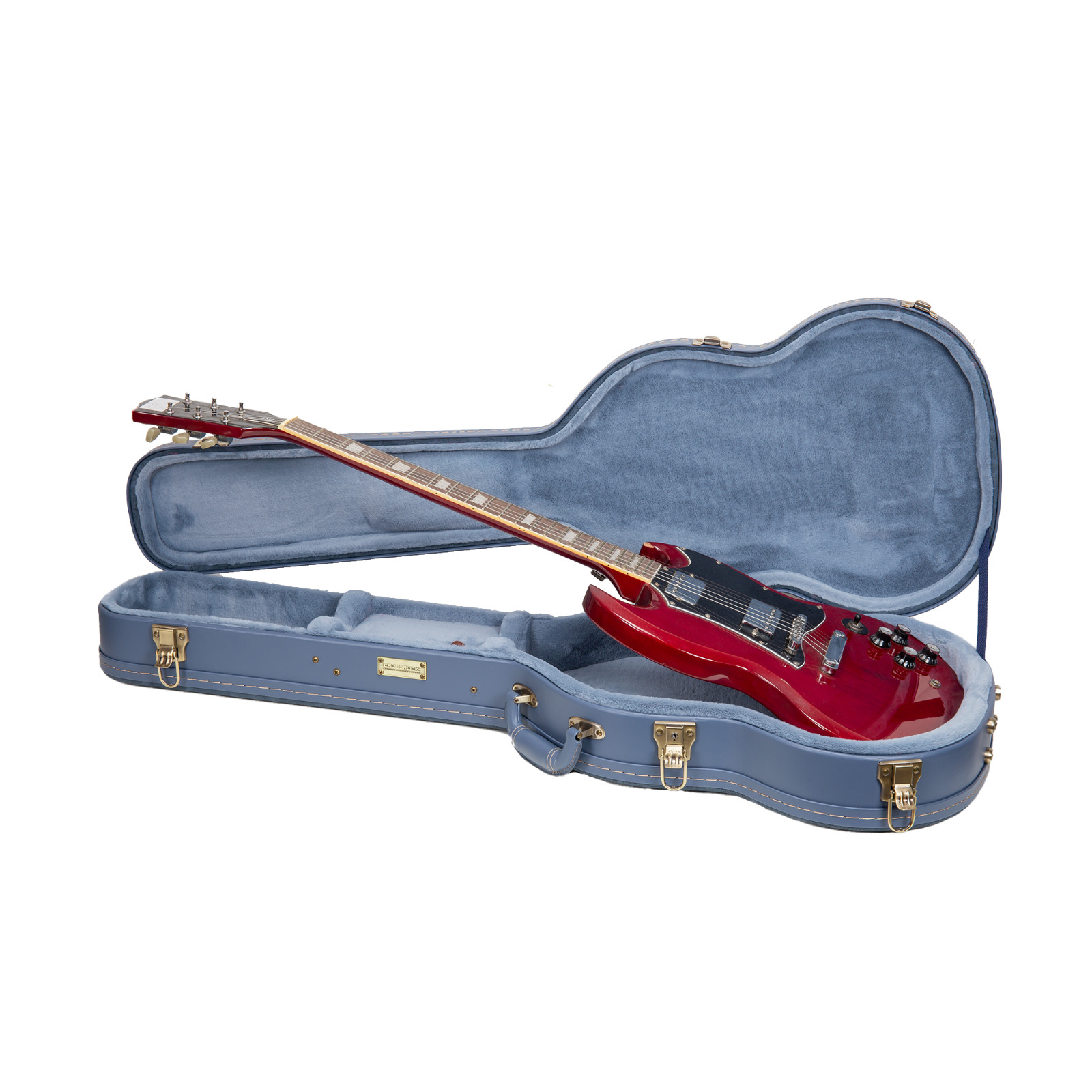 Crossrock Relief Series-Premium Wooden Case for SG Electric Guitars-Smoke Blue