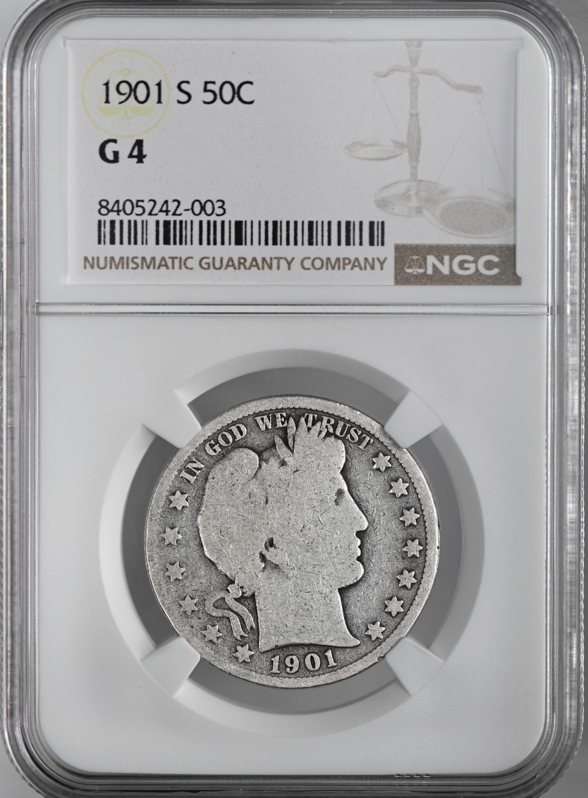 1901-S  50C BARBER SILVER HALF DOLLAR  