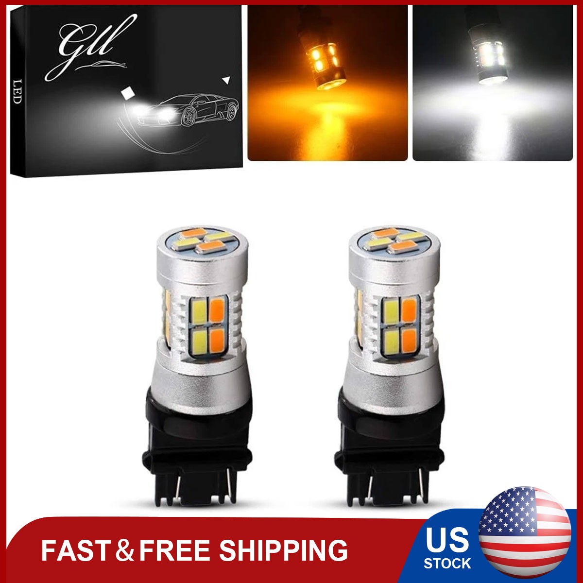 Switchback Turn Signal LED Light Bulbs Super Bright 12V LED Replacement Light 34
