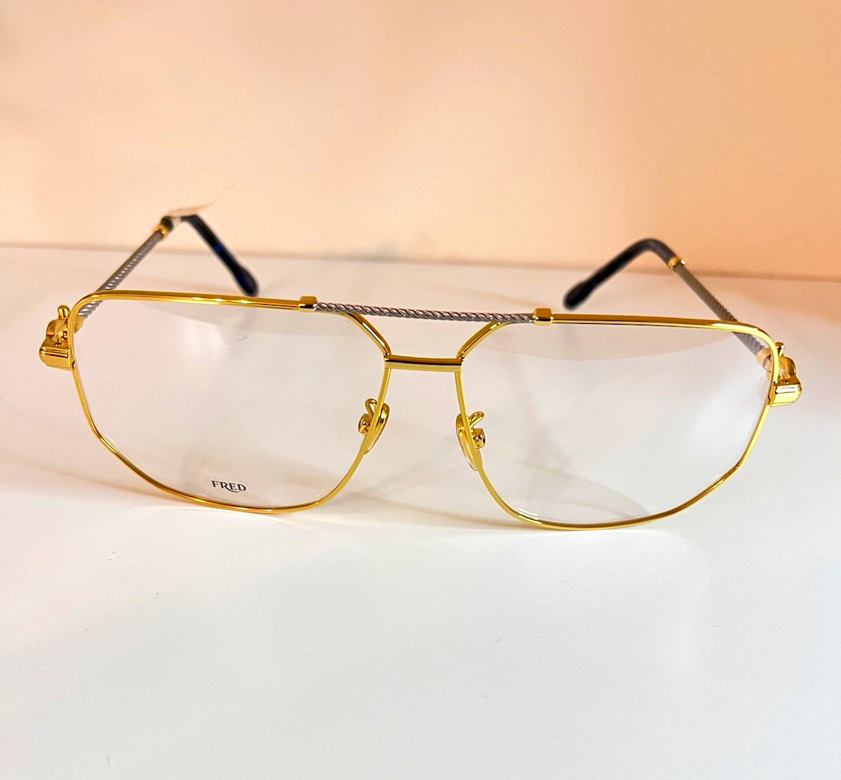 FRED FG50013U Vintage Gold Metal Full Rim Eyeglass Frames 62-13-140 Italy