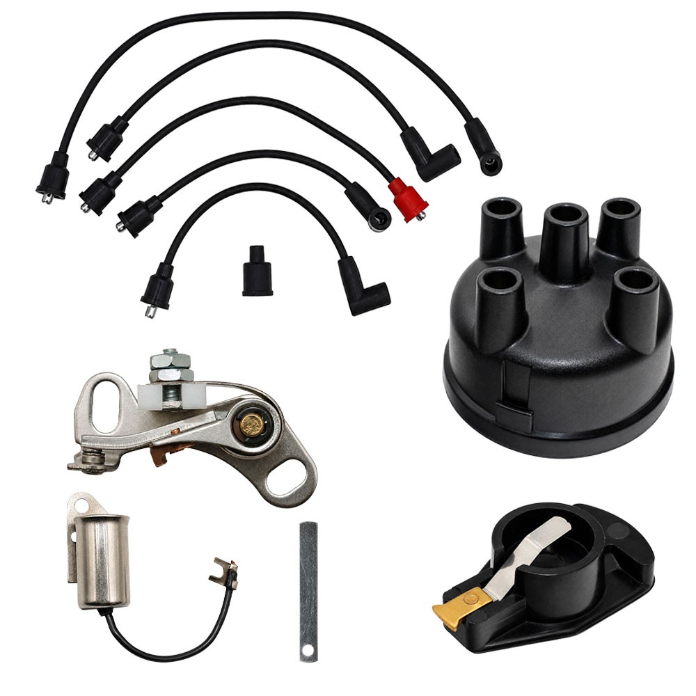 Complete Tune-Up Kit Fits Ford 8N Tractor Plugs Points Rotor Cap Wires Side