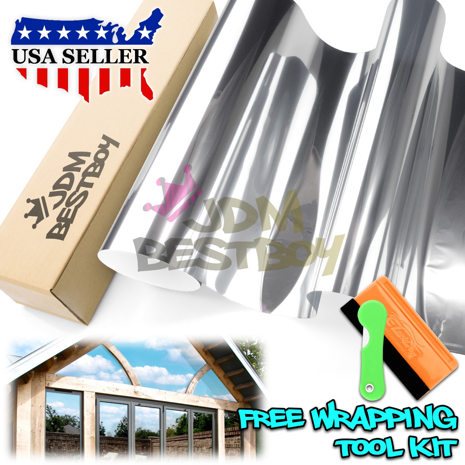 Window Tint One Way Mirror Film Chrome Style UV Heat Reflective Home Office Window Tint One Way Mirror Film Chrome Style UV Heat Reflective Home Office