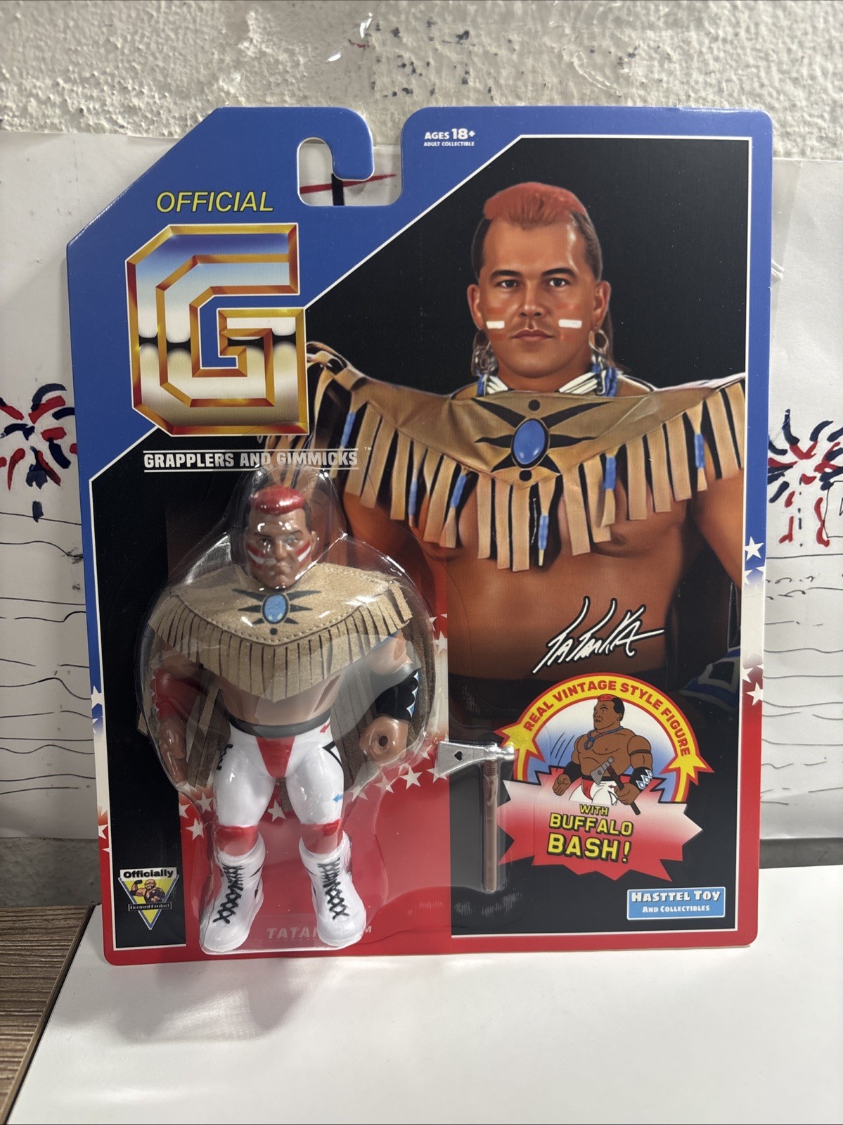 WWF Tatanka Wrestling Figure LONG TIGHTS Hasttel Grapplers & Gimmicks WWE MOC