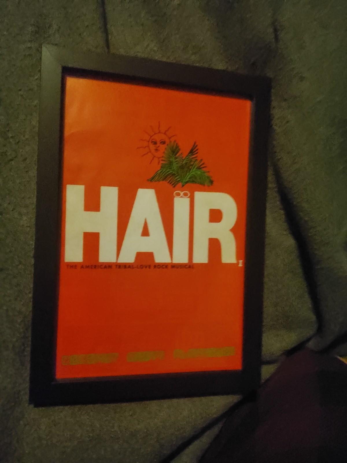 FRAMED VINTAGE 1969 ORIGINAL HAIR COCONUT GROVE SOUVENIR THEATRE PLAYBILL