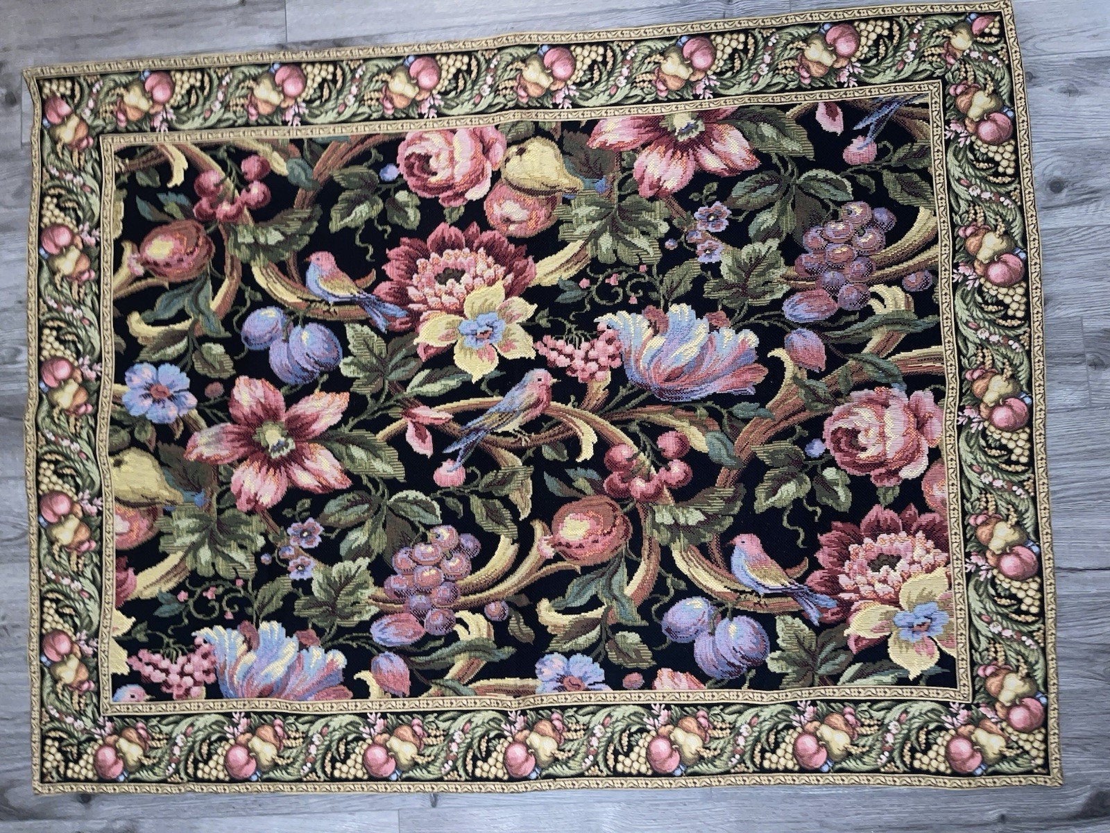 Vintage Eve’s Floral Paradise A Belgium- Woven Jacquard tapestry Horizontal