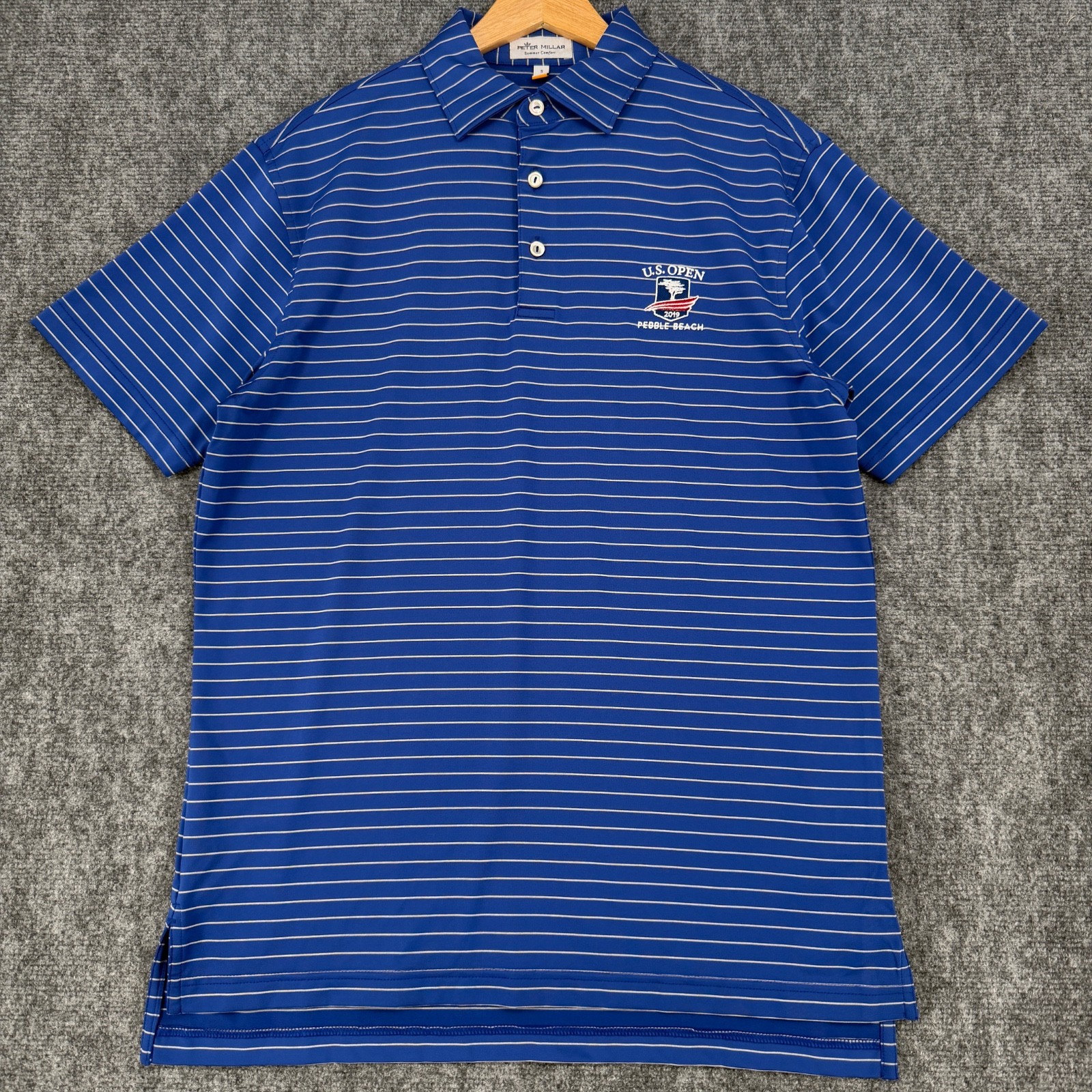 Peter Millar US Open Pebble Beach Summer Comfort Polo Mens Small Blue Striped Peter Millar US Open Pebble Beach Summer Comfort Polo Mens Small Blue Striped