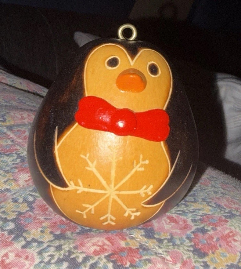 Vintage Handmade Penguin Christmas Ornament From Peru