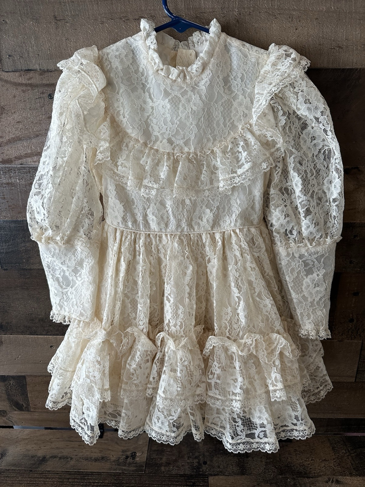 Vintage Sweet N Sassy  Girl Dress Sheer Ruffle Lace Easter Pageant