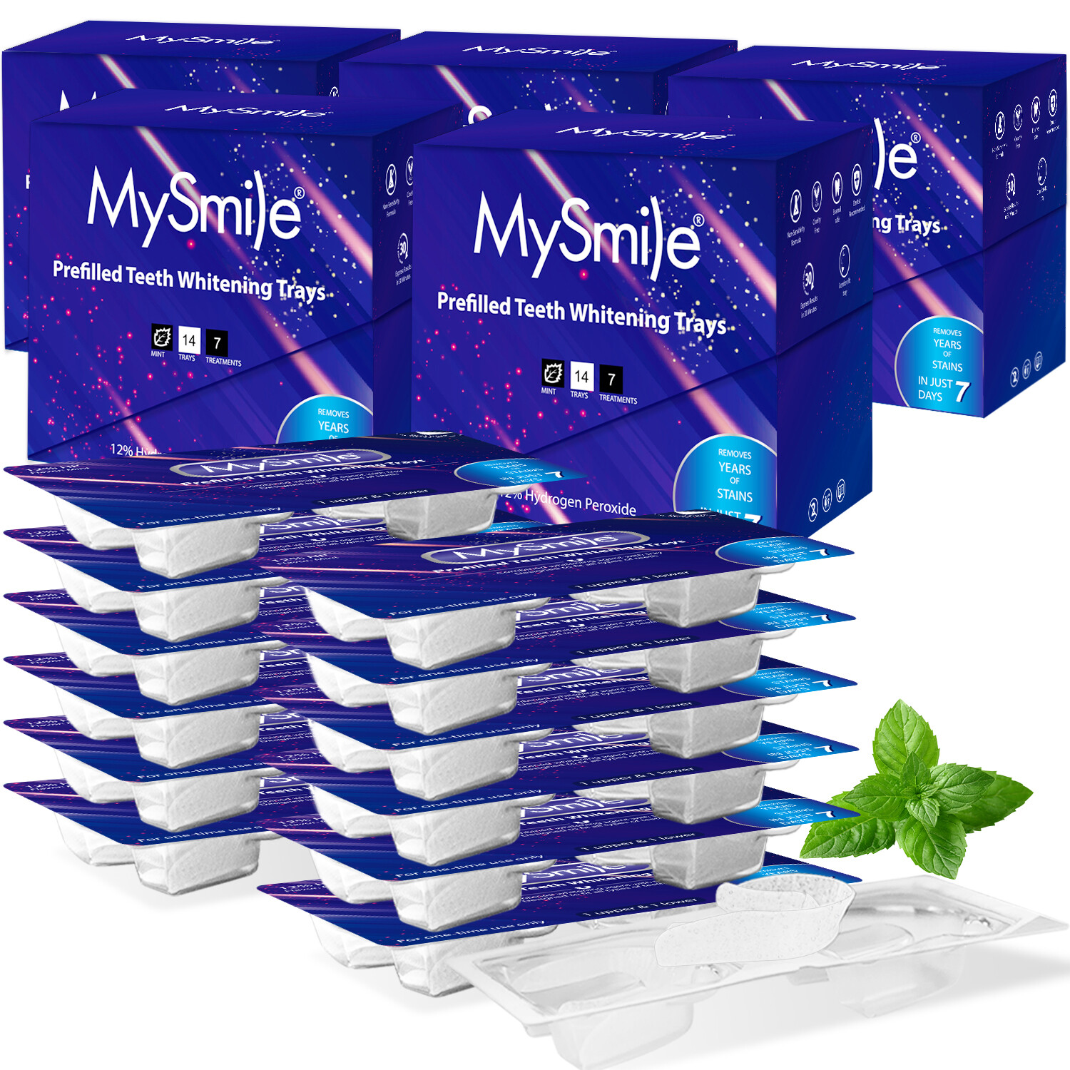 MySmile 5Pack 12% Prefilled Teeth Whitening Trays Mint Flavor Whitening System