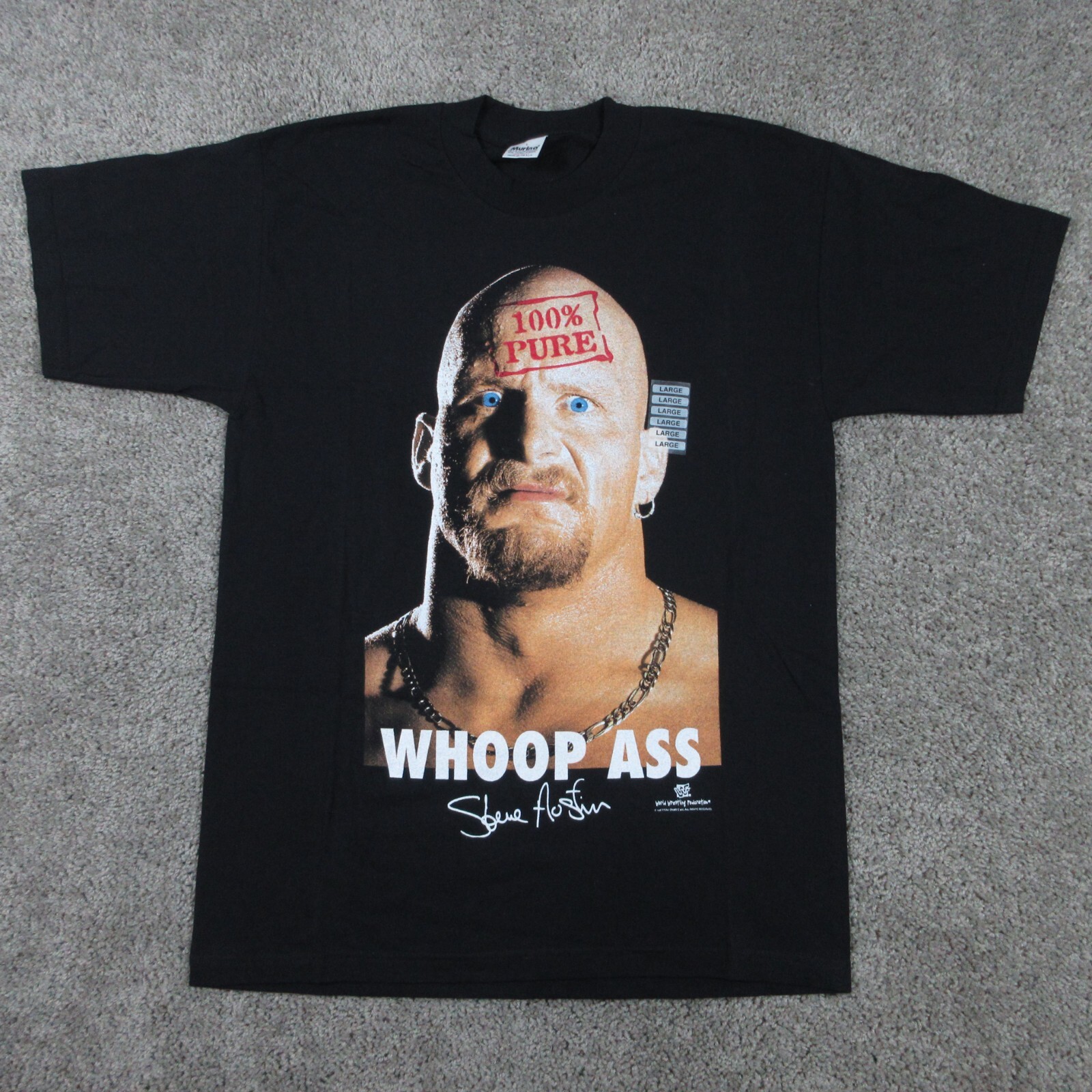 Vintage WWF Shirt Mens Large Black Stone Cold Steve Austin 1998 Titan Sports USA