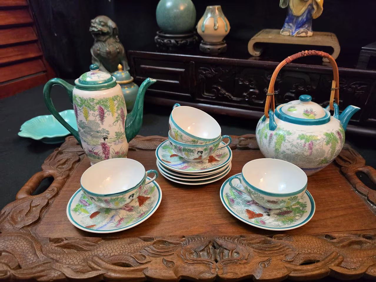 Vintage Takito Geisha Eggshell China Tea Set
