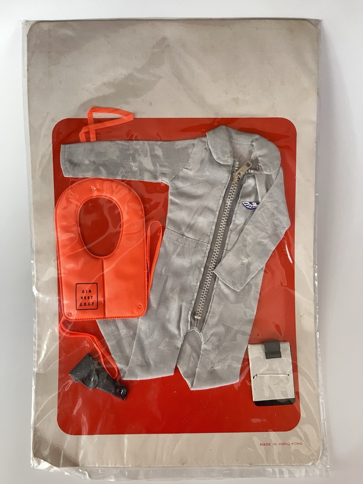 Vintage 1960s 70s GI Joe Compatible 12” Pilot Outfit Air Vest Hong Kong Carded