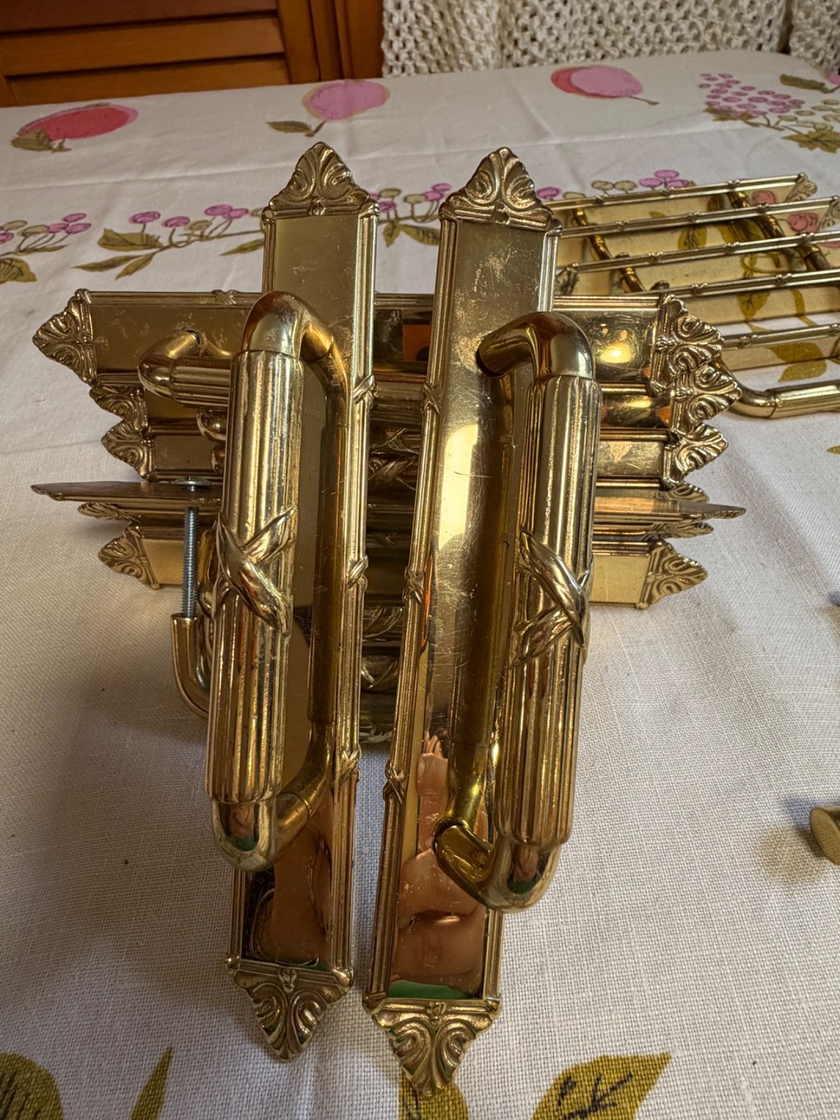 Estate Lot of 14 Vintage Hollywood Regency Solid Brass Cabinet / Furniture Pulls