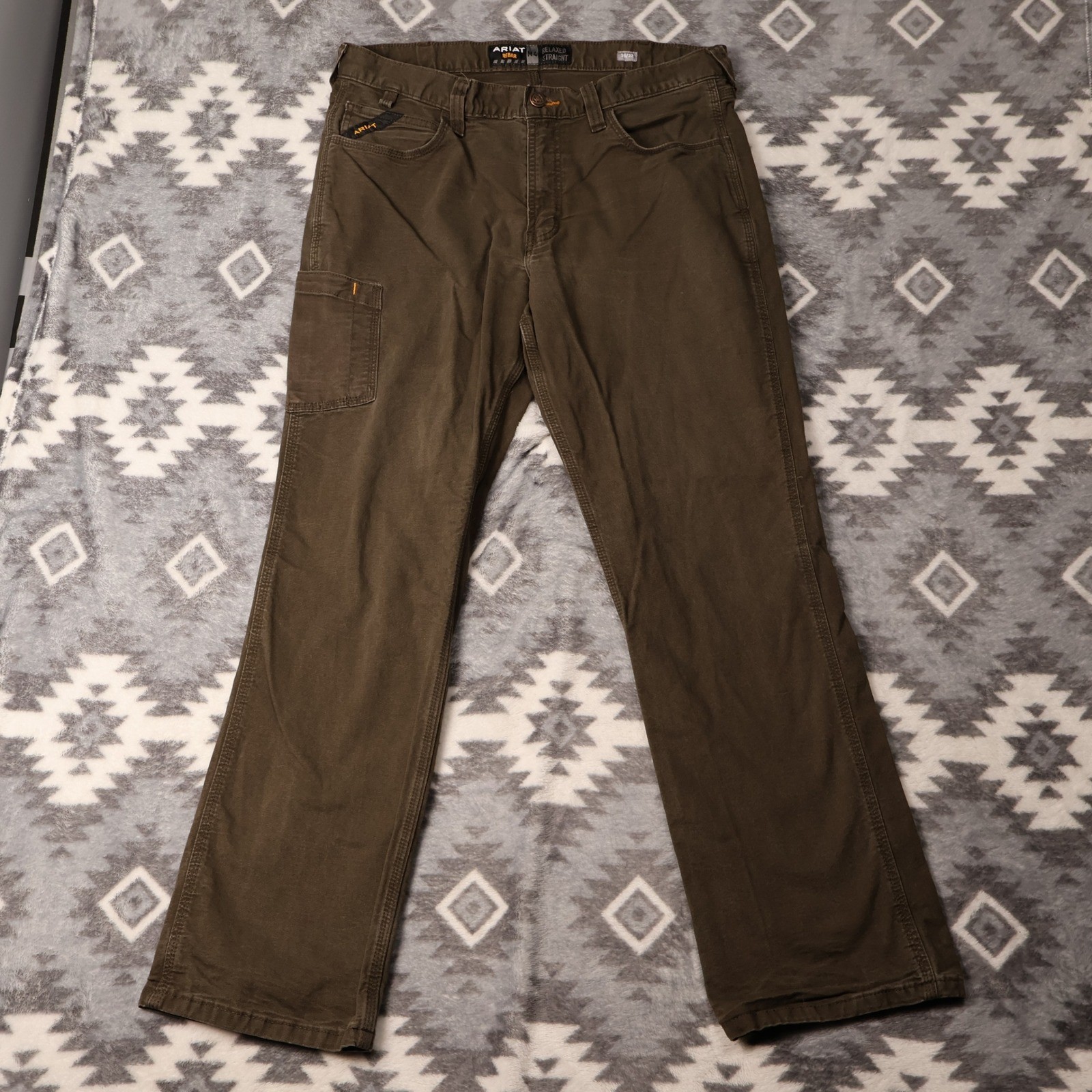Ariat Rebar M4 Relaxed Straight Work Pants Olive Green Mens 35x32 Ariat Rebar M4 Relaxed Straight Work Pants Olive Green Mens 35x32