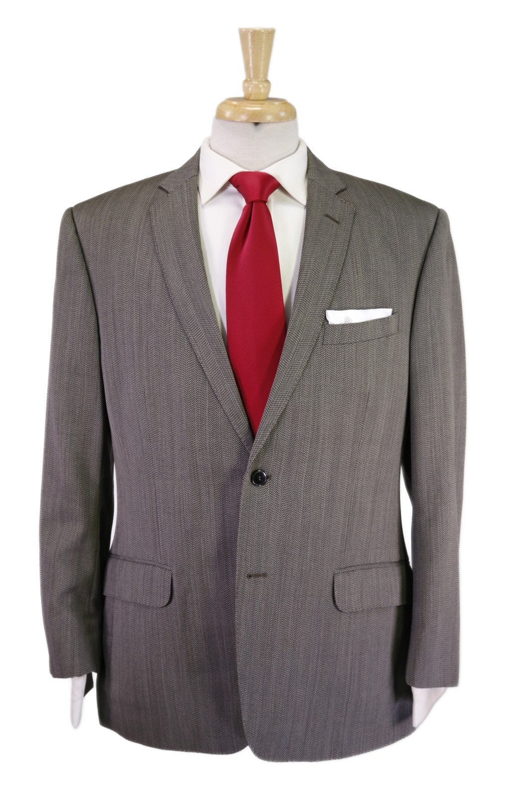 Versace Collection Brown Black Herringbone Tweed Wool 2-Btn Suit 42R